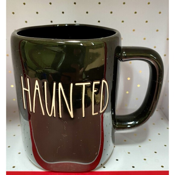 Rae Dunn Artisan Collection HAUNTED Black Coffee Mug Cup Magenta 2019 Halloween - Picture 1 of 8